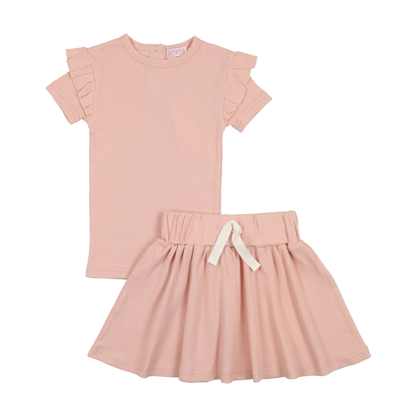 Sand Ruffle Short Sleeve Girls Set