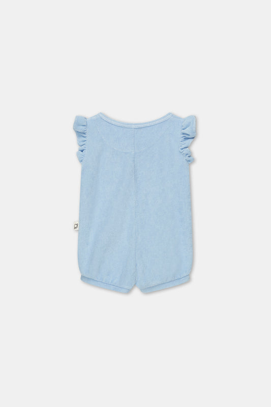 Terry ruffle baby jumpsuit Blue