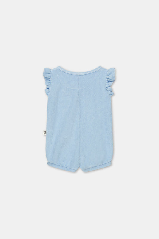 Terry ruffle baby jumpsuit Blue