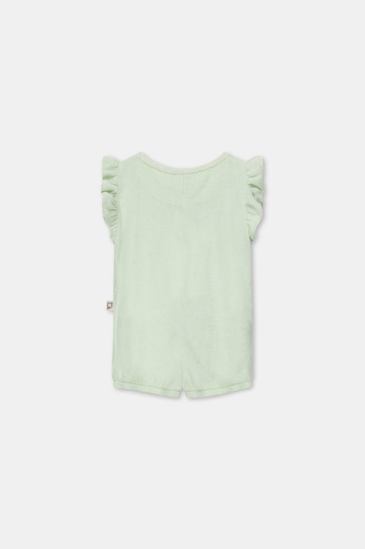 Terry ruffle baby jumpsuit Green