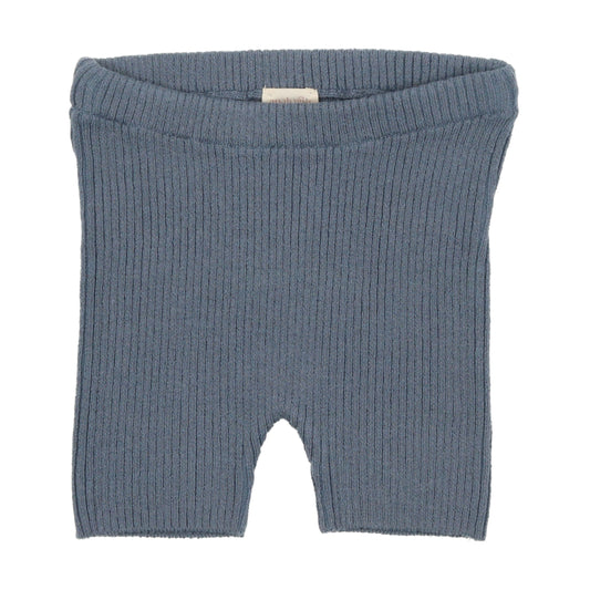 Blue Rib Knit Shorts