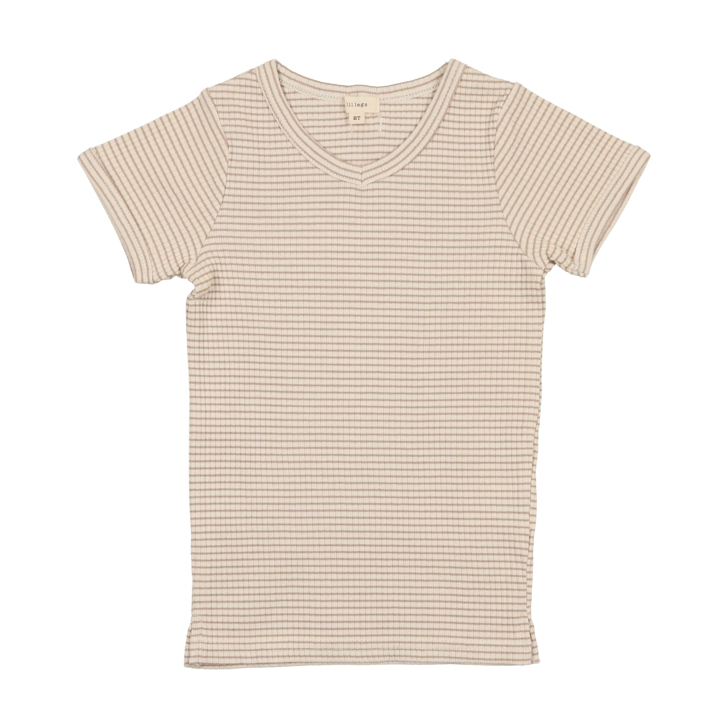 Rib V-Tee Tan Stripe