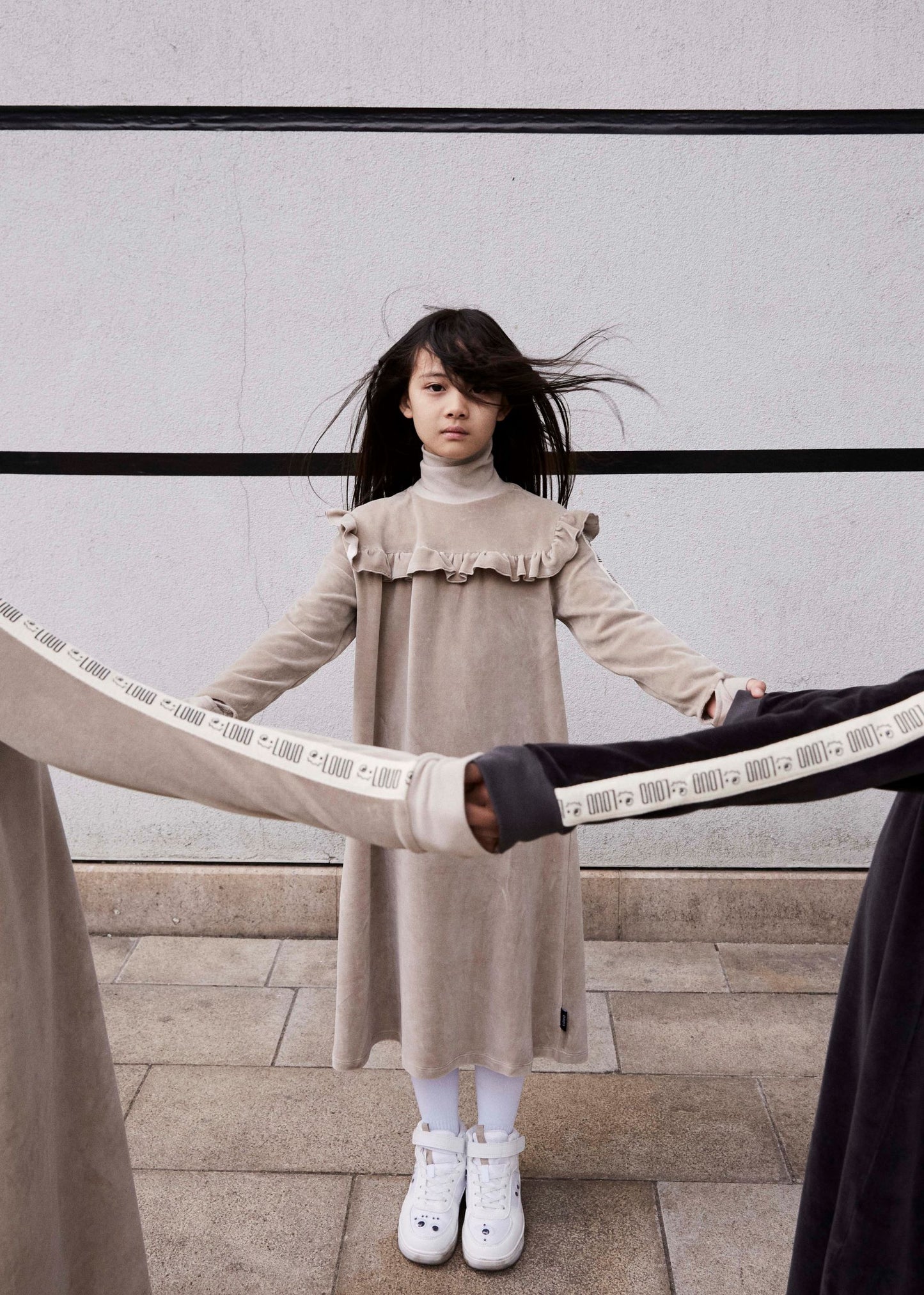 Innovative Taupe Velour Long Dress