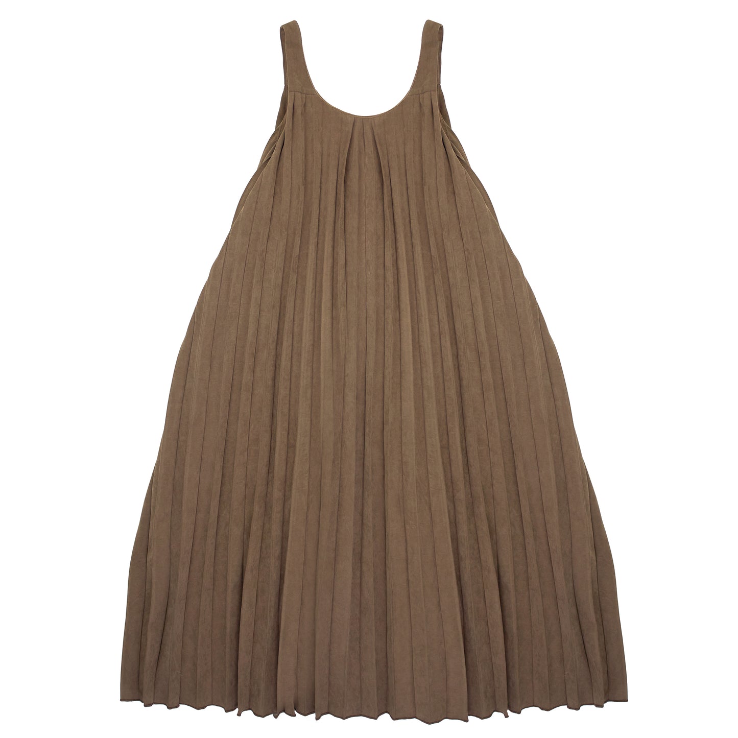 Suede Accordian Pinafore Cocoa