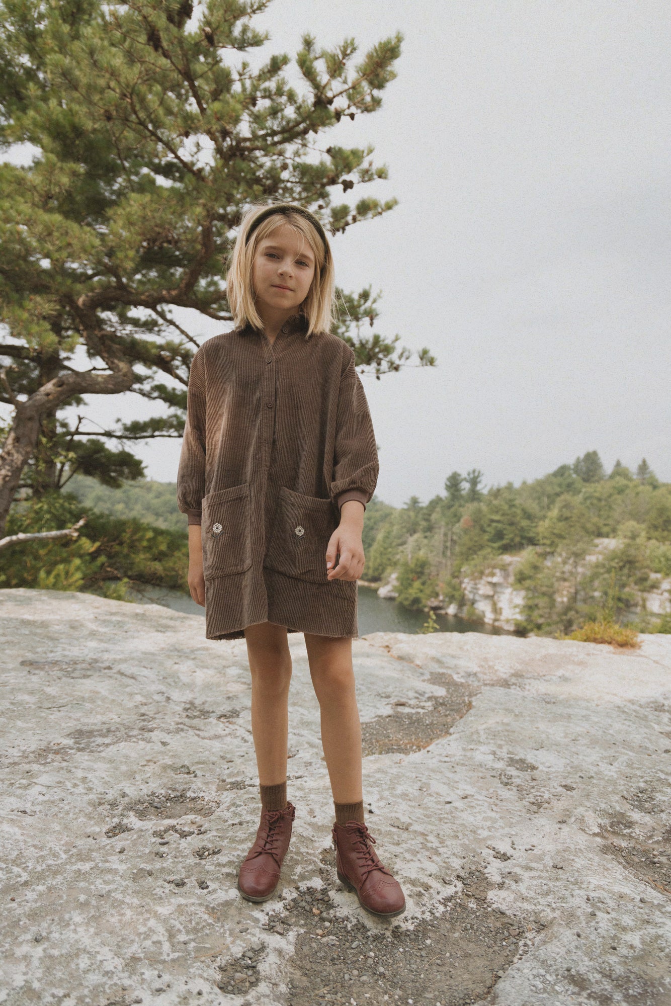Corduroy Shirt Dress- Umber