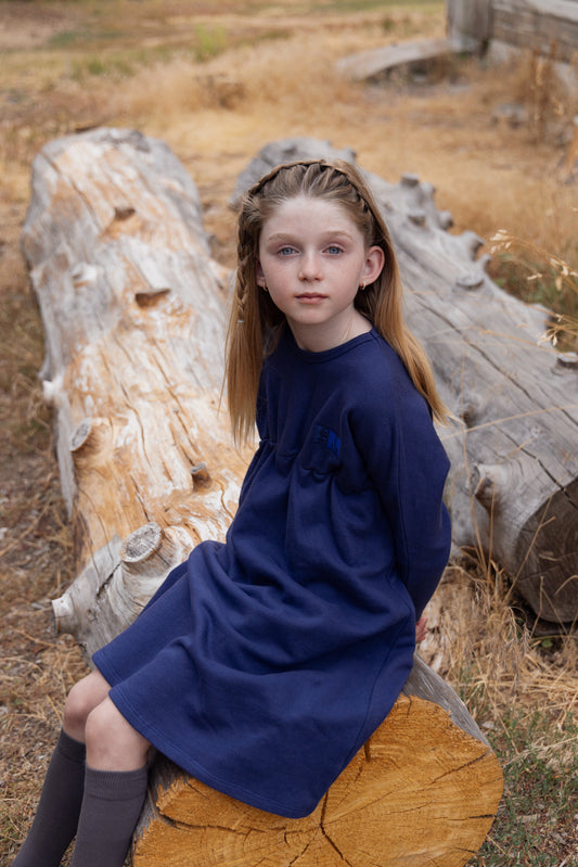 High Waisted Dress Washed Blue