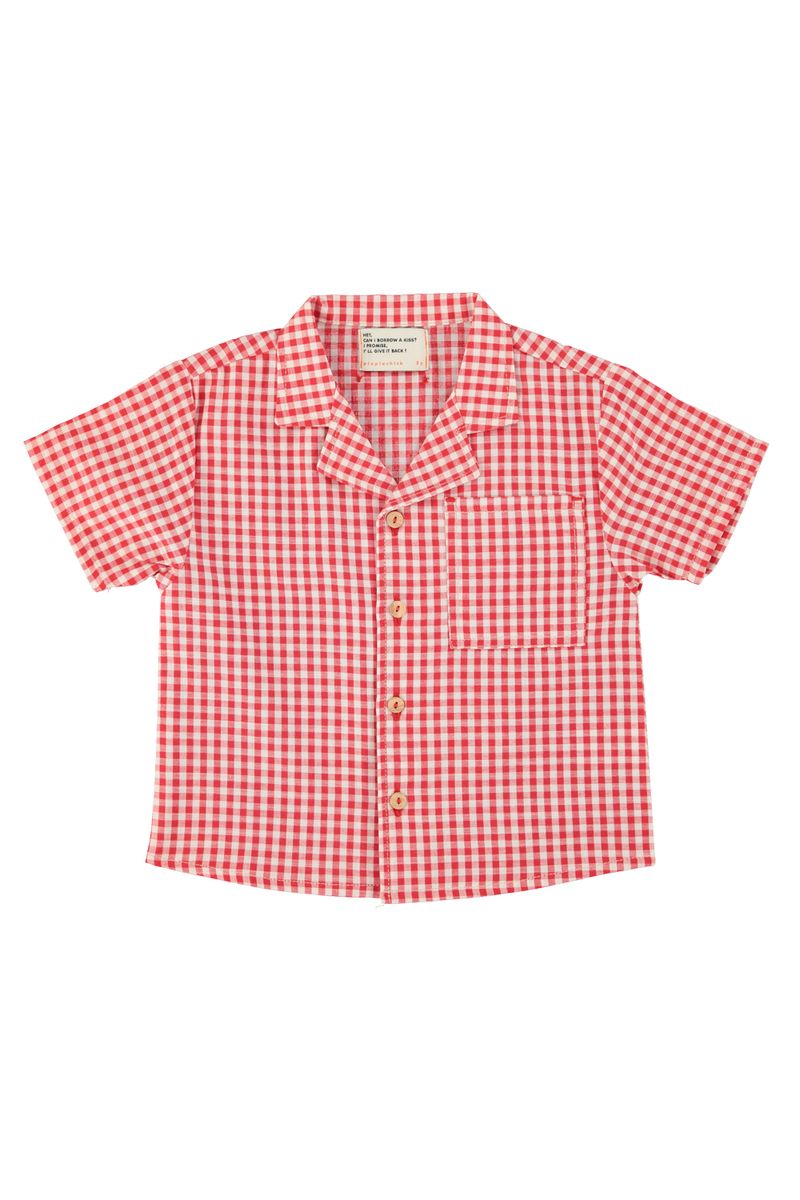 Red & Ecru Checkered Hawaiian Shirt