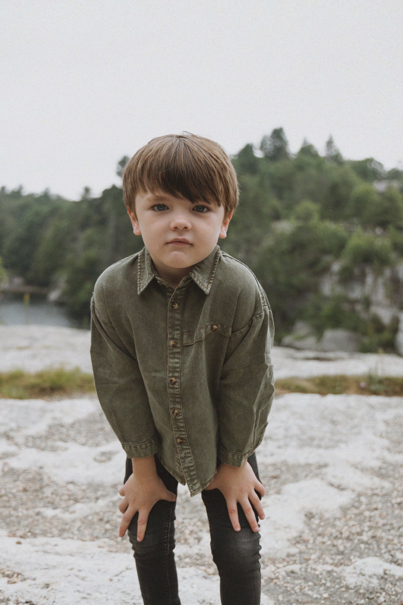 Washed Green Boys Shirt