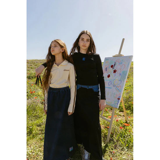 Dark Denim Mock Zip Skirt