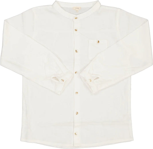 Boys Mandarin Collar Shirt - Winter White