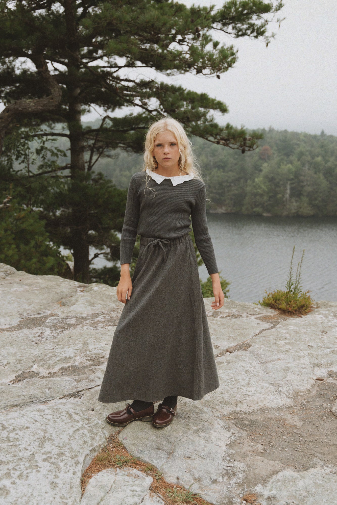 Wool Maxi Skirt Grey