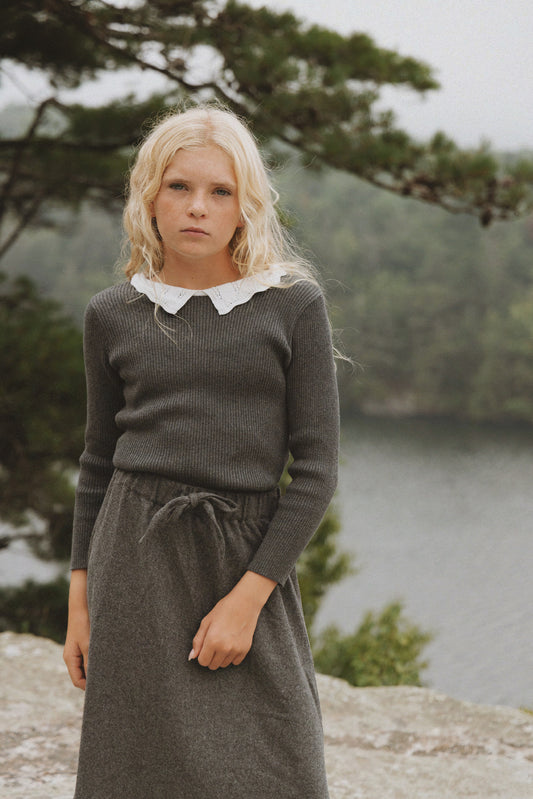 Knit Collar Sweater Grey