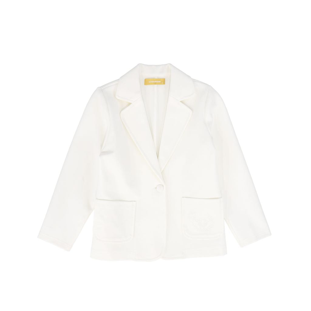 Ivory Ponte Embroidered Pocket Blazer