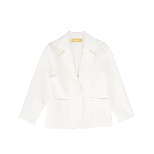 Ivory Ponte Embroidered Pocket Blazer