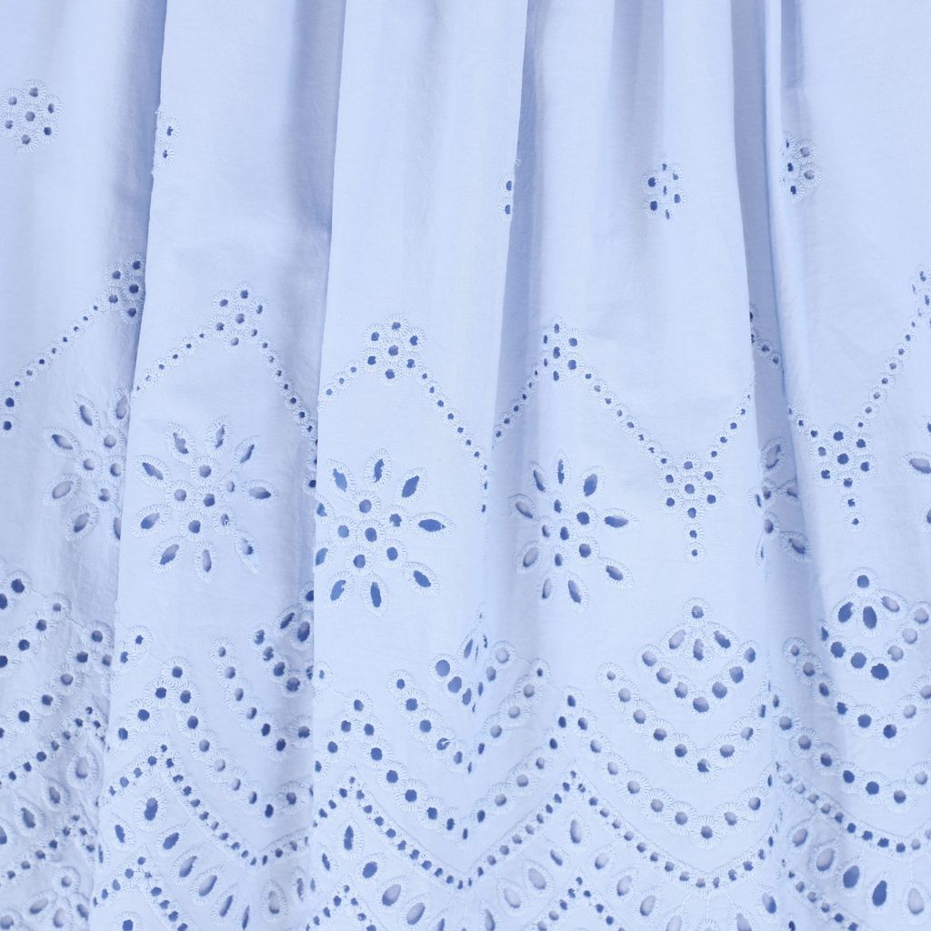 Light Blue Eyelet Detail Midi Skirt