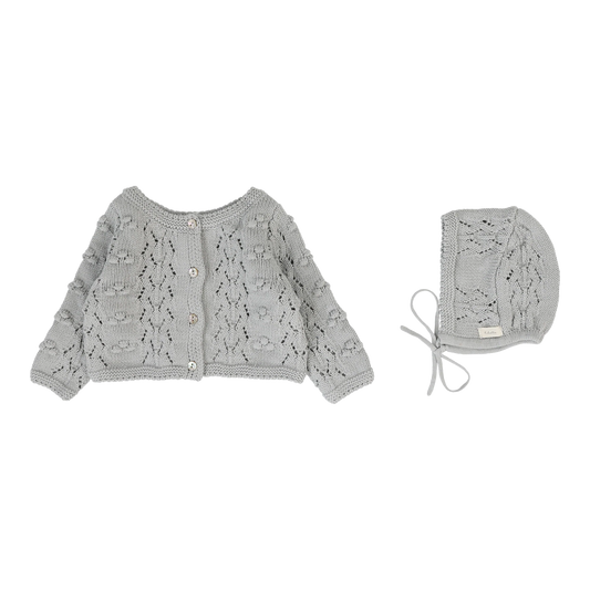 Popcorn Weave Cardigan Light Blue