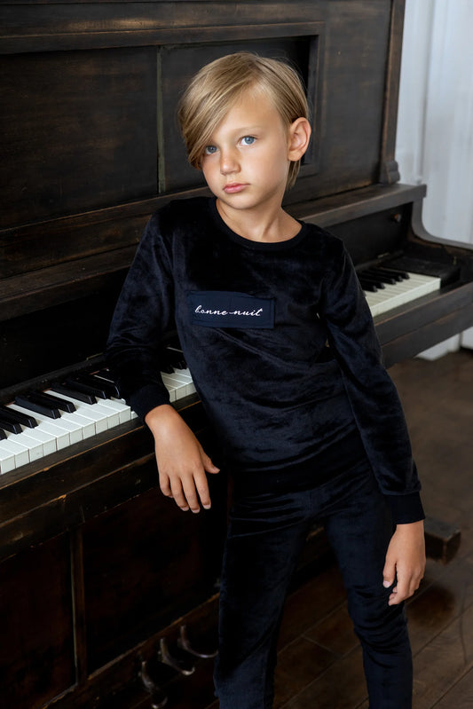 Velour Patch Loungewear Set- Black