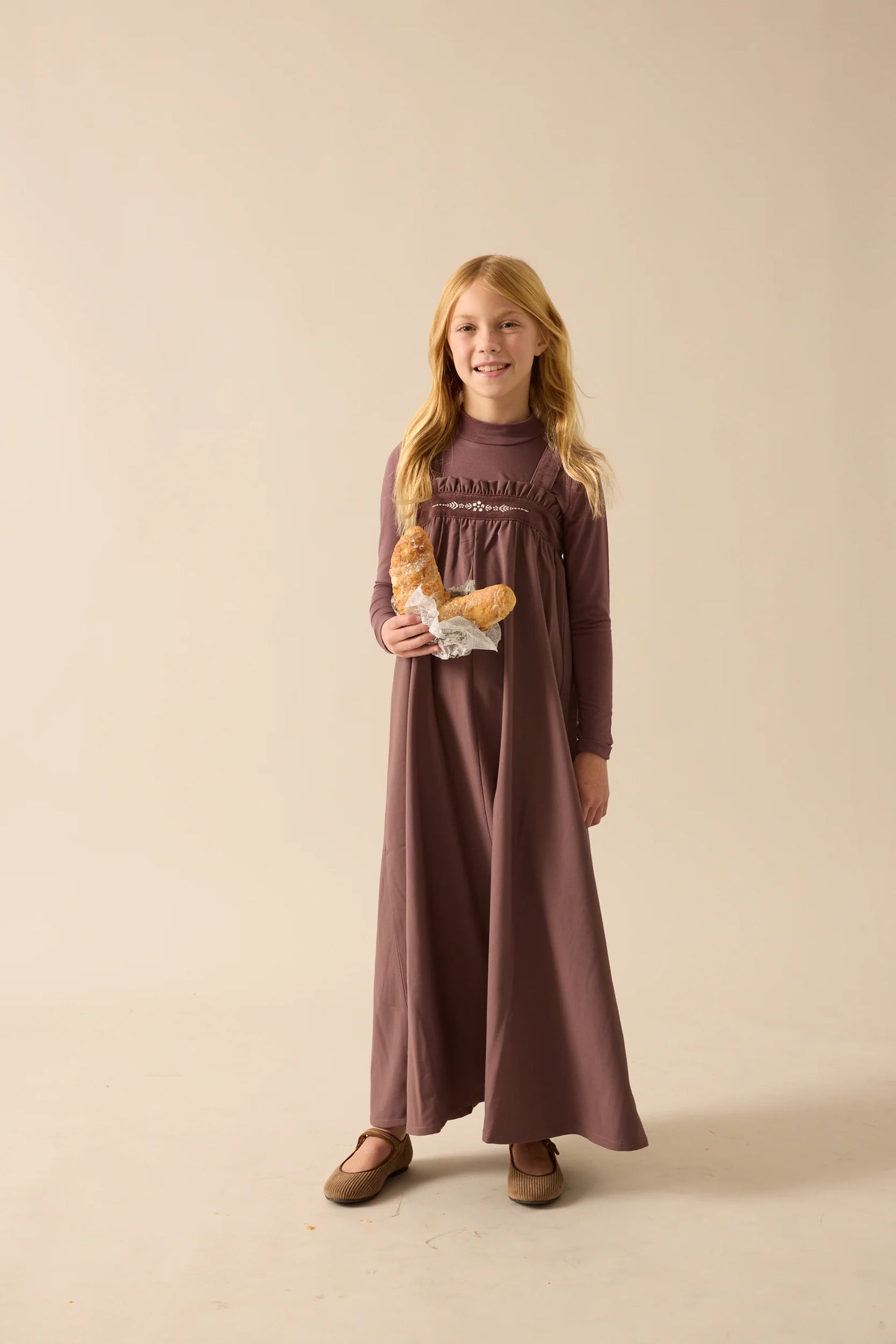 Embroidered Maxi Mockneck Set- Vintage Purple