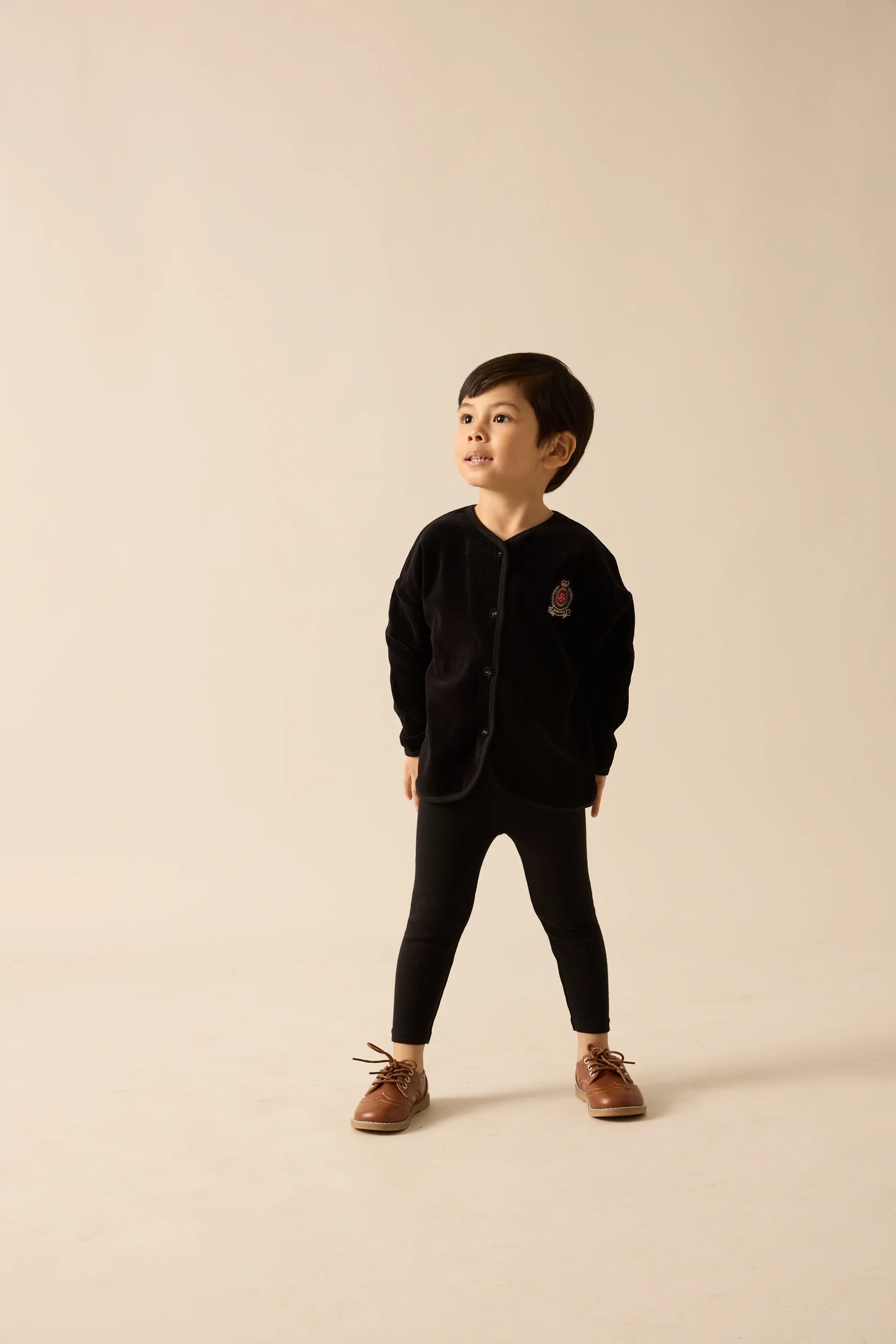 Velour Crest Lounge Set- Black