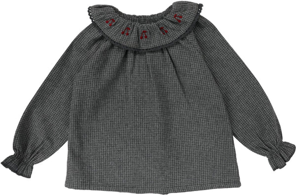 Toddler Girls Shirt - Grey Houndstooth