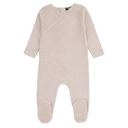 Girl Worded Velour Wrap Trim Footie