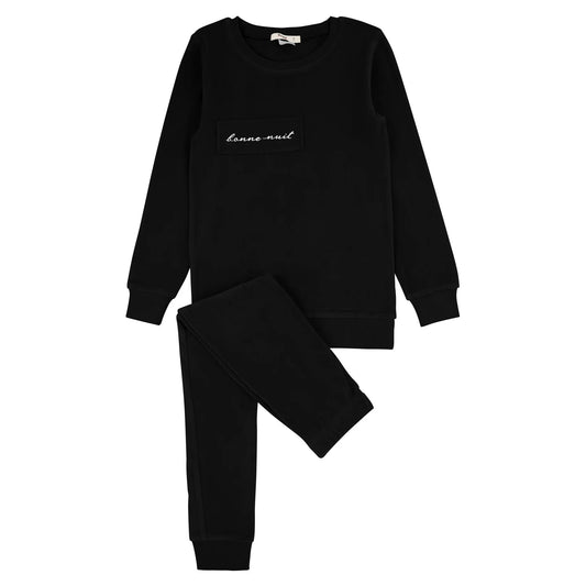 Velour Patch Loungewear Set- Black
