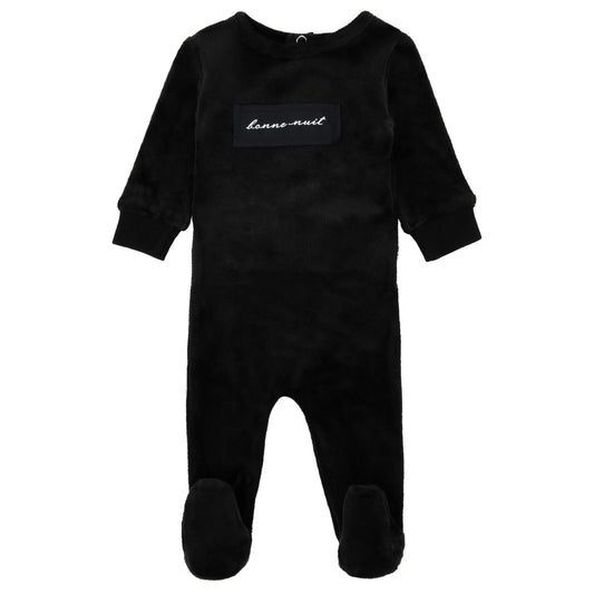 Black Velour Patch Footie