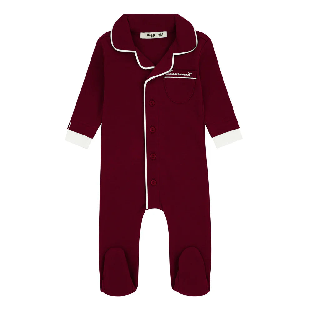 Burgundy Velour Layers Footie