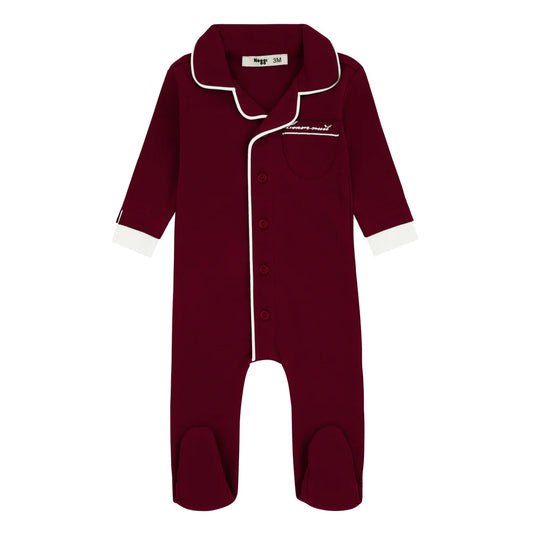 Burgundy Velour Layers Footie