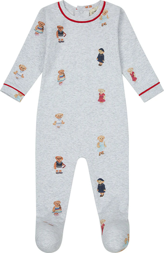 Bear Footie - Grey/Red