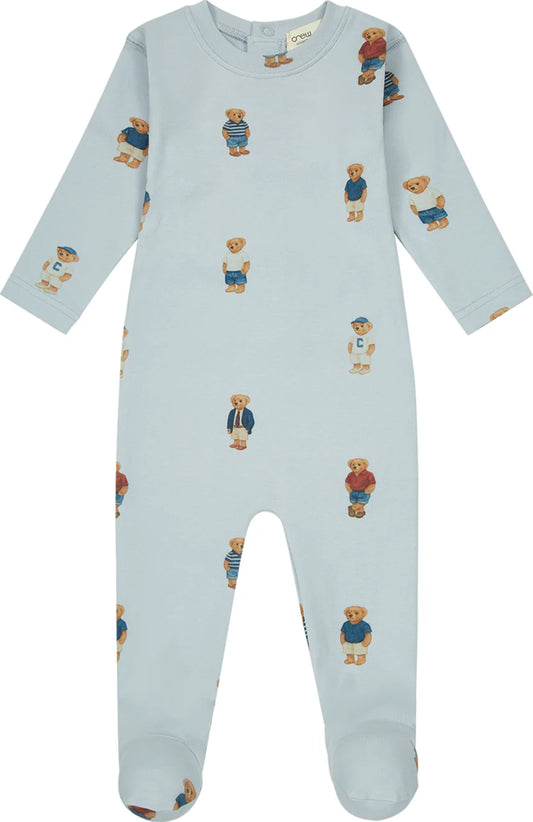 Bear Footie - Grey/Blue