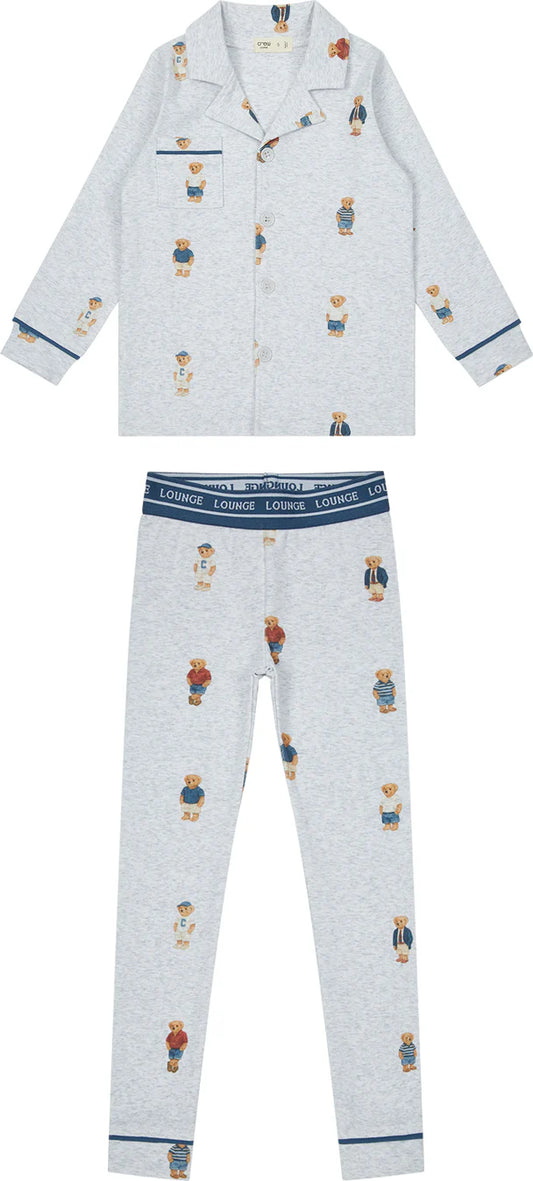 Bear Grandpa Set Grey/Blue