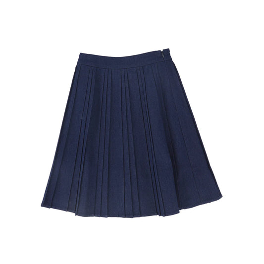 Blue Denim Pleated Knee Skirt