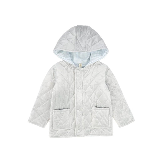 Blue Velour Quilted Jacket