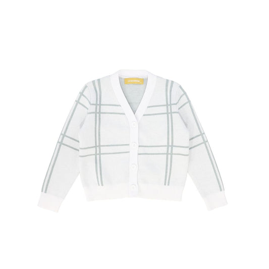 Knit Windowpane Button Cardigan - Green