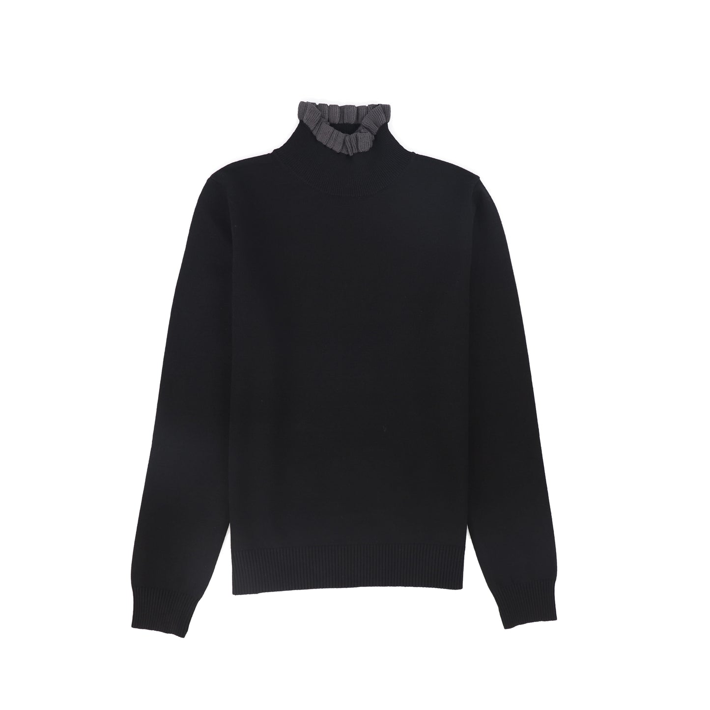 Ruffle Neck Sweater- Black