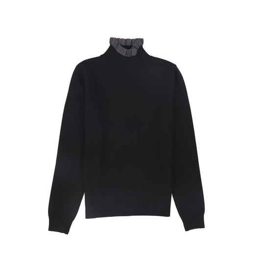 Ruffle Neck Sweater- Black