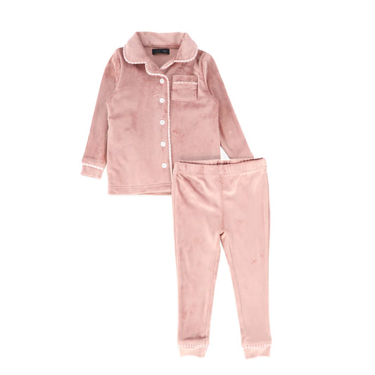 Velour piped Pajamas - Pink