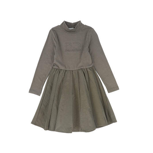 Mockneck Cargo Dress- Sage