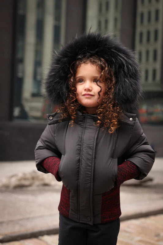 Rib Mix Border Winter Jacket