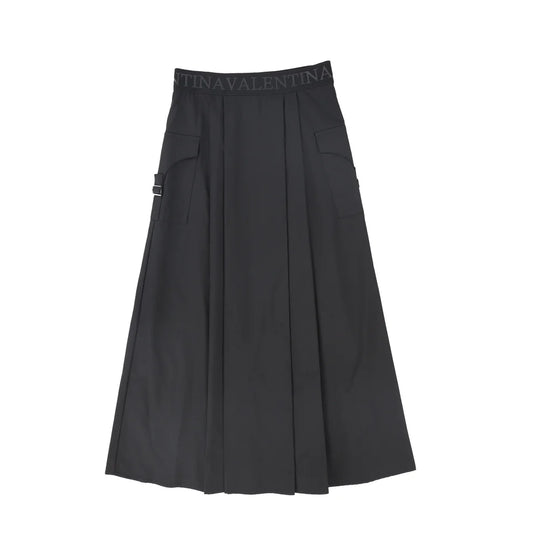 Black Pleated Cargo Skirt