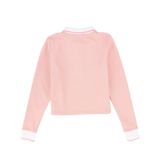 Zipper Pique Polo- Pink