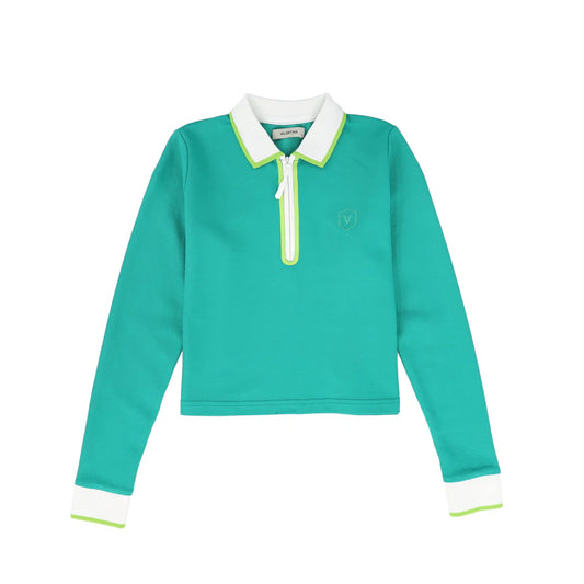Zipper Pique Polo- Green