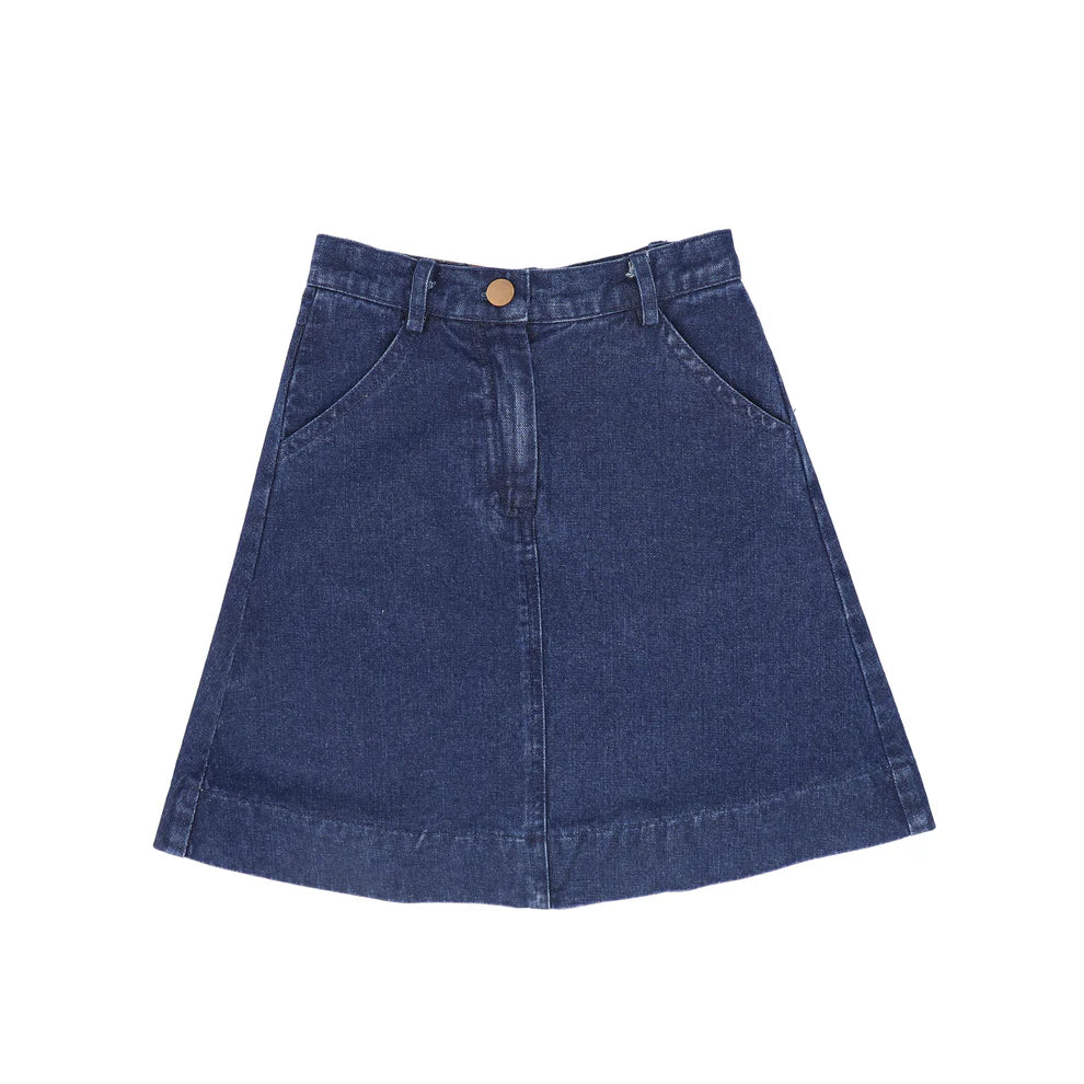 Denim Side Pocket Skirt- Blue Denim