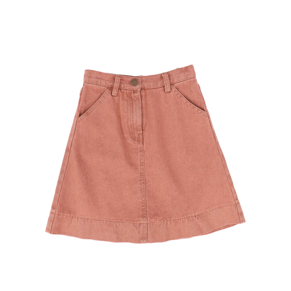 Denim Side Pocket Skirt- Mauve