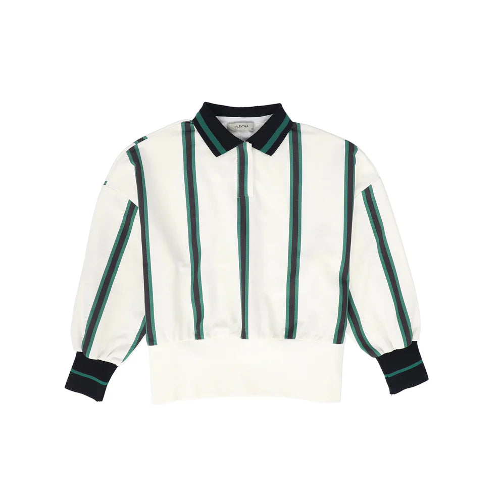Stripe Polo Sweatshirt- Navy