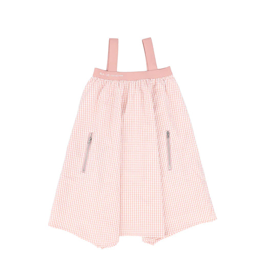 Seersucker Gingham Asymmetrical Jumper- Pink