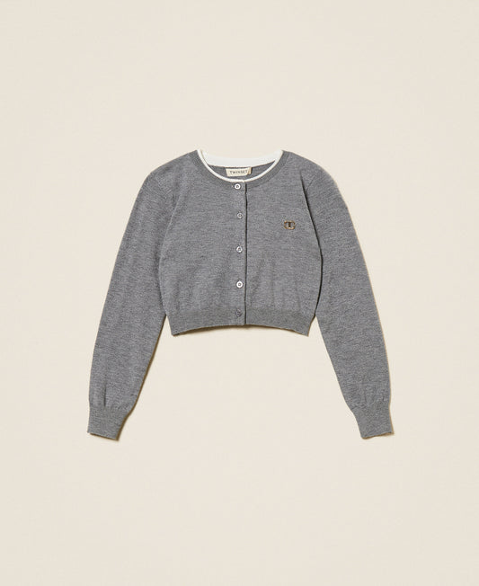 Knitted Cardigan Medium Gray Melange
