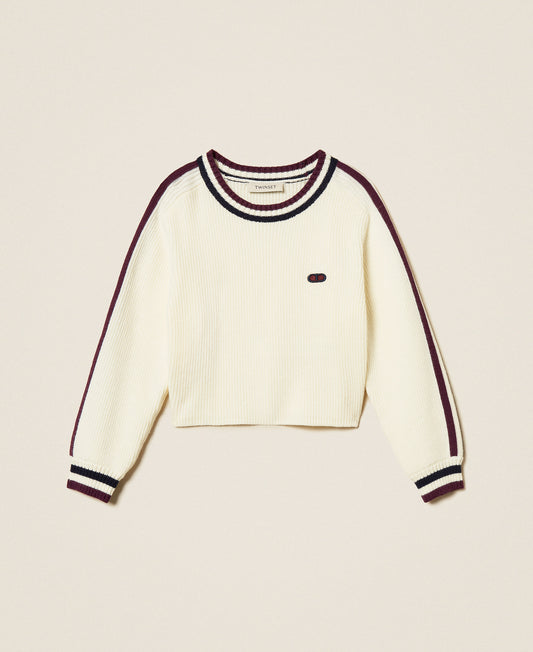 Ribbed Sweater with two-tone stripes