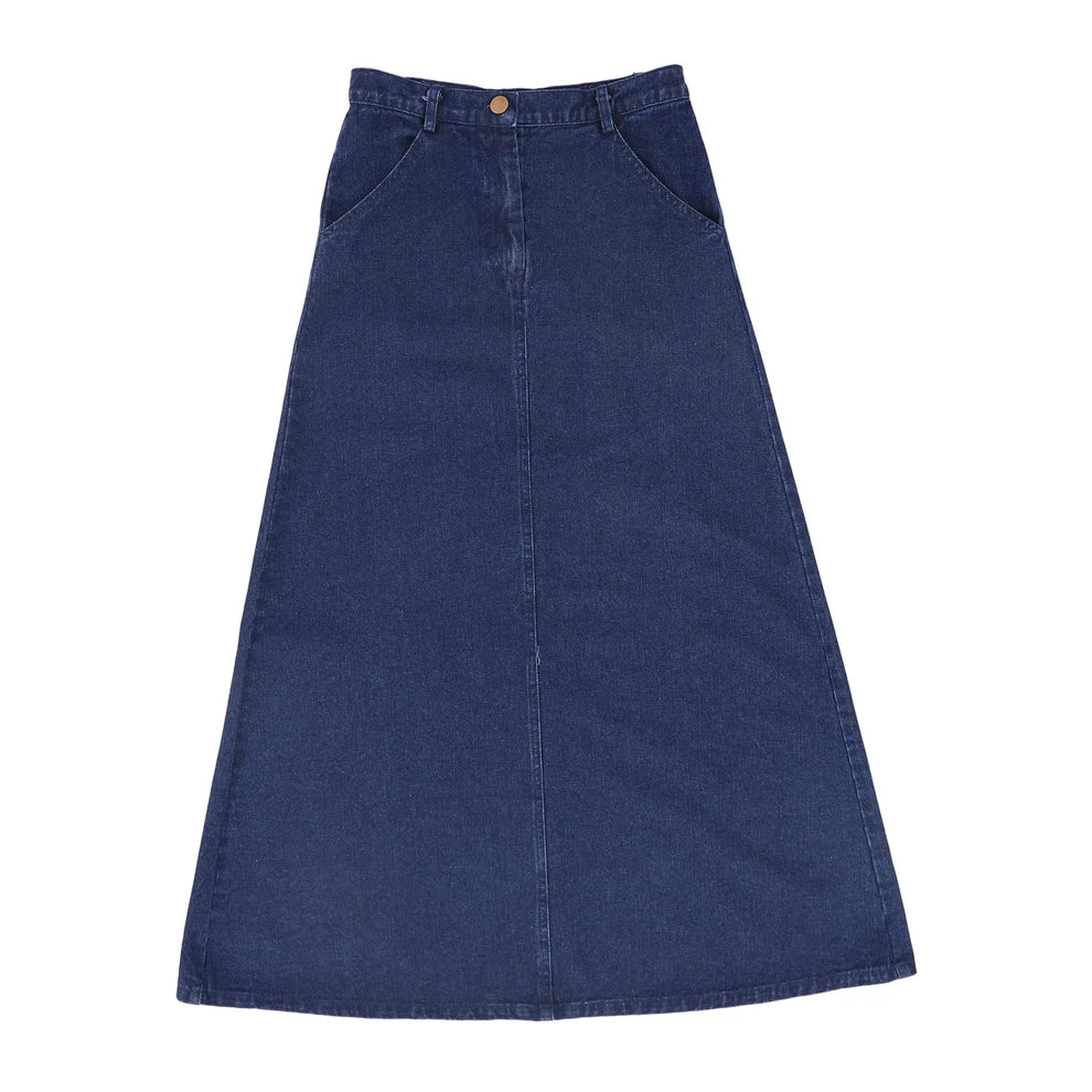 Denim Side Pocket Maxi Skirt